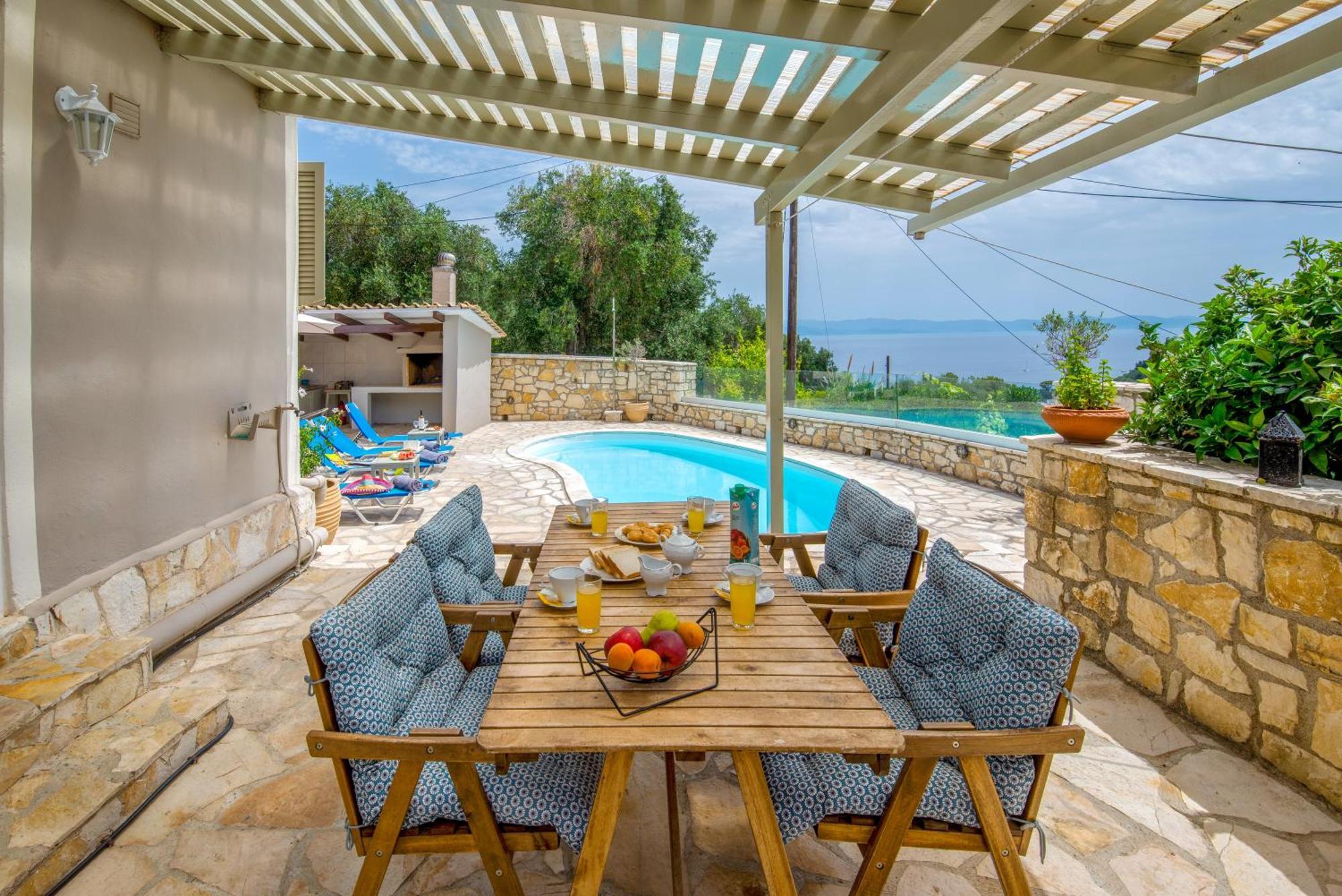Loggos Seaview Cottage With Private Pool By Konnect Longos  Bagian luar foto