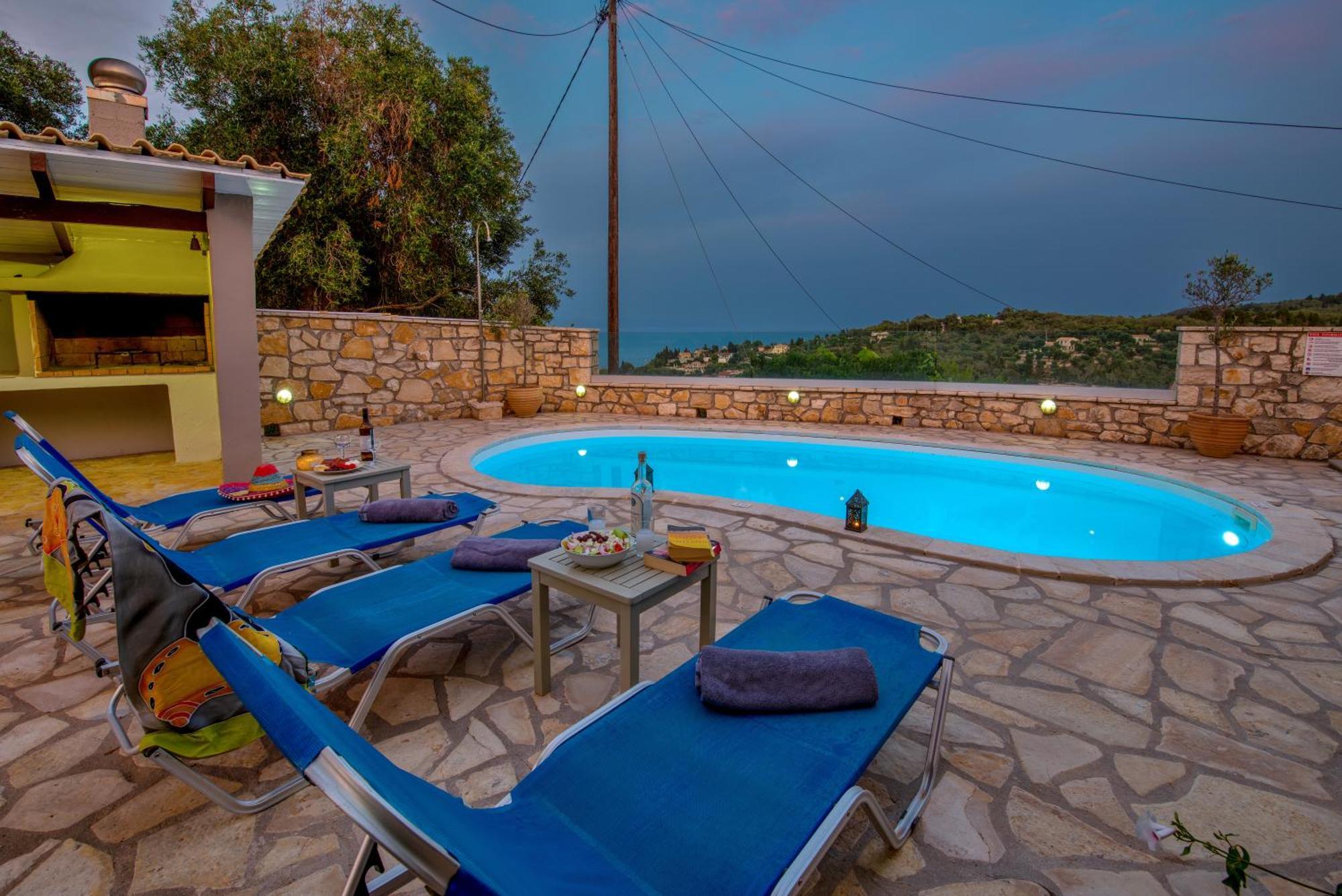 Loggos Seaview Cottage With Private Pool By Konnect Longos  Bagian luar foto