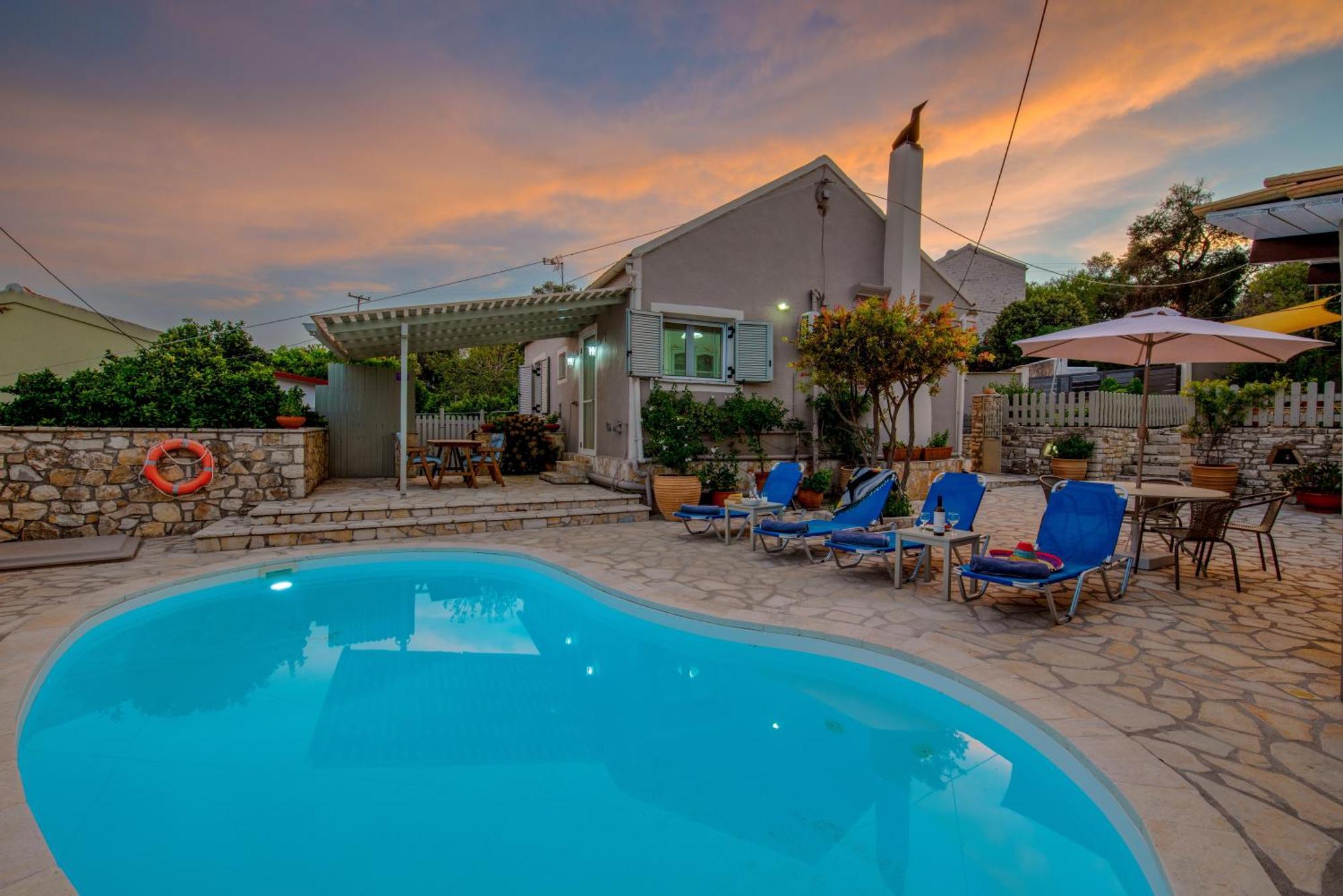 Loggos Seaview Cottage With Private Pool By Konnect Longos  Bagian luar foto