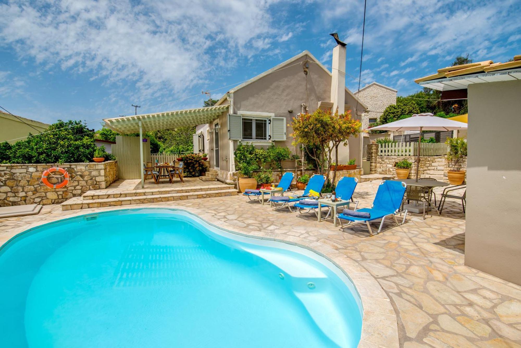 Loggos Seaview Cottage With Private Pool By Konnect Longos  Bagian luar foto