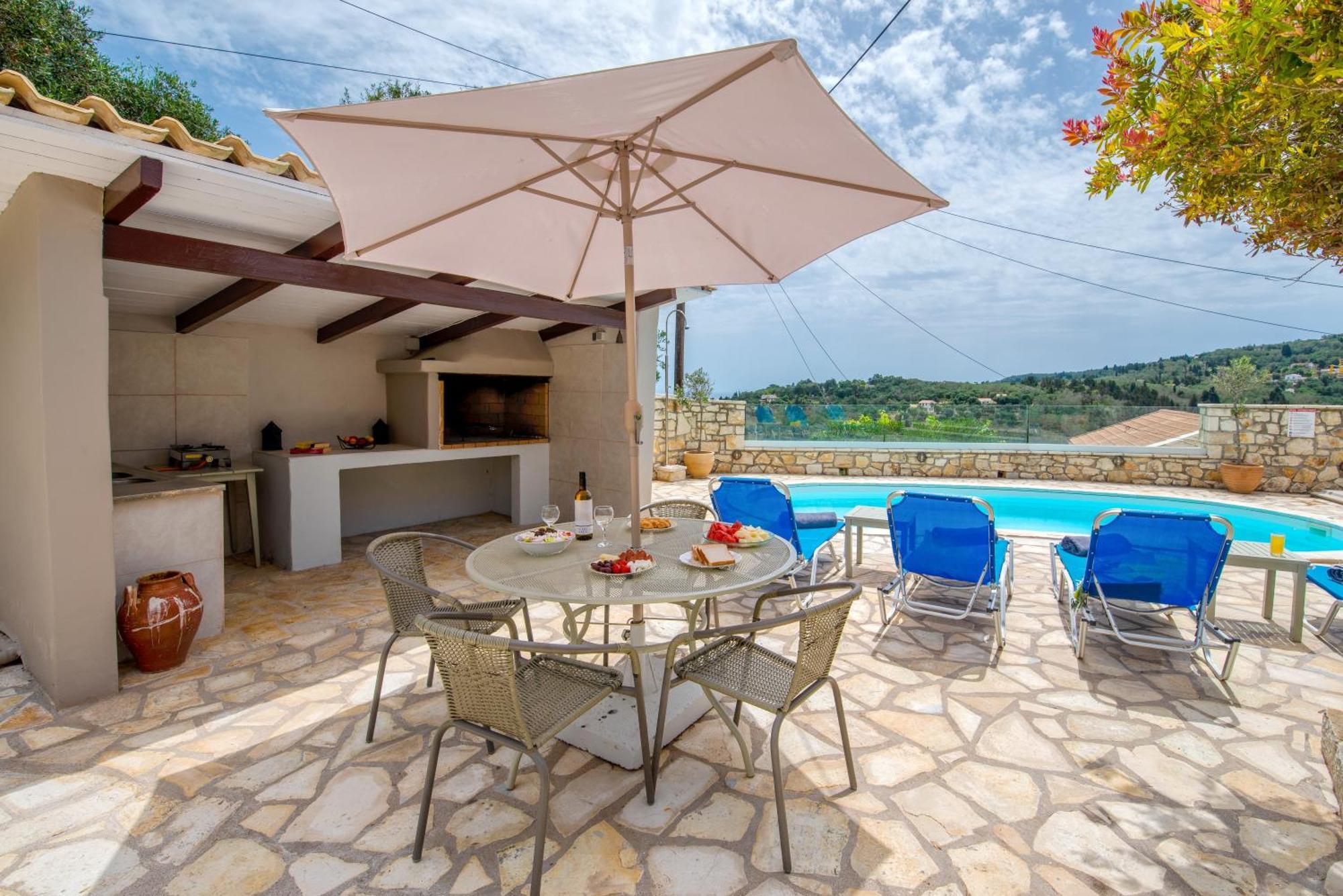 Loggos Seaview Cottage With Private Pool By Konnect Longos  Bagian luar foto